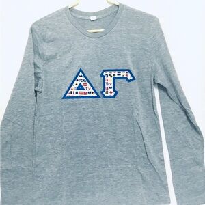 NWOT DELTA GAMMA SORORITY GRAY LONG SLEEVE MEN'S SHIRT CREW NECK